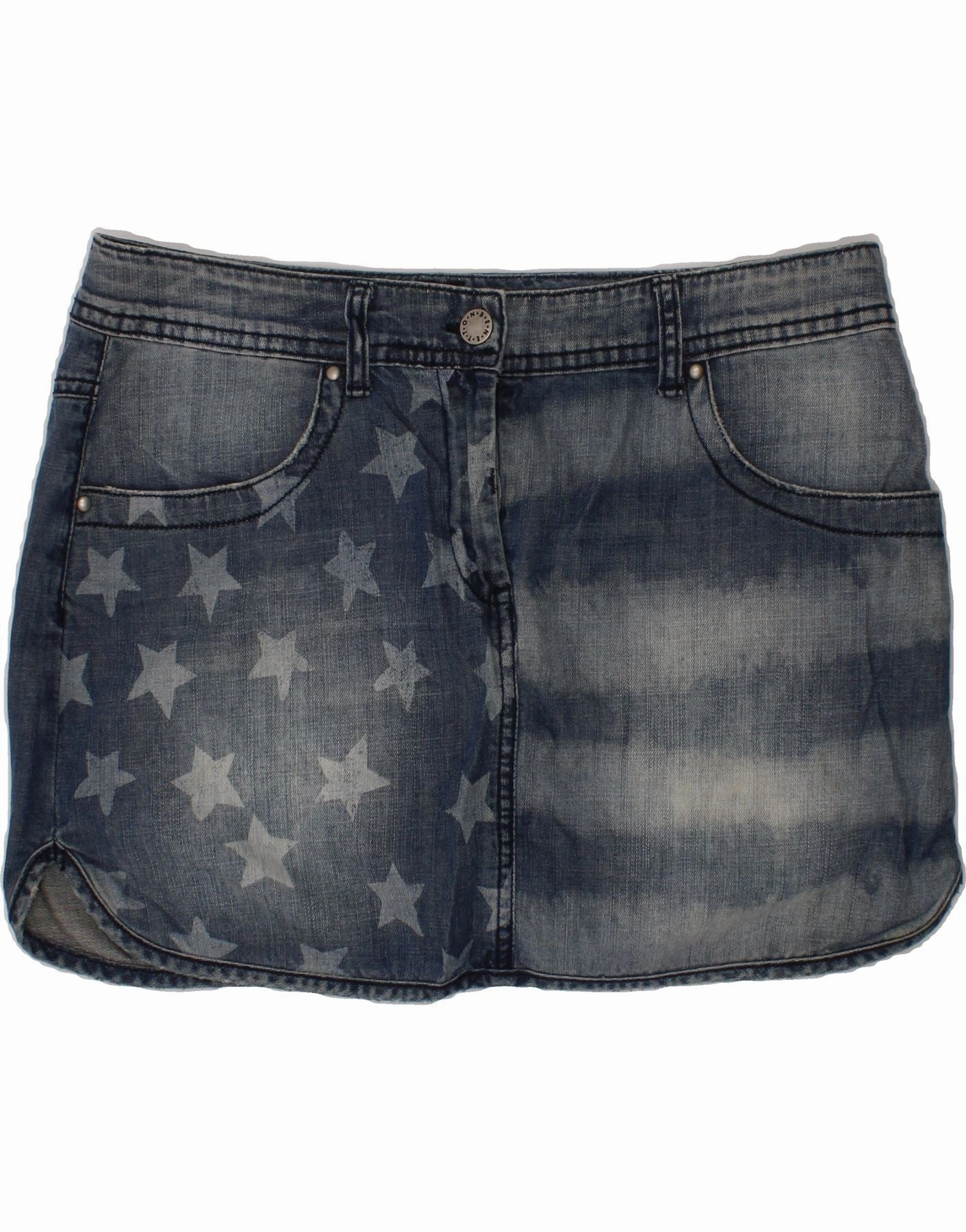 BENETTON Girls Denim Skirt 13-14 Years 3XL W32  Blue Cotton USA Exclusive-Design