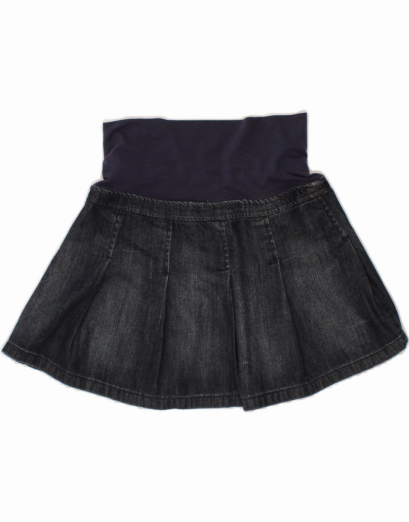 Cloud Light BENETTON Girls Denim Skirt 13-14 Years XL W26 Navy Blue Cotton