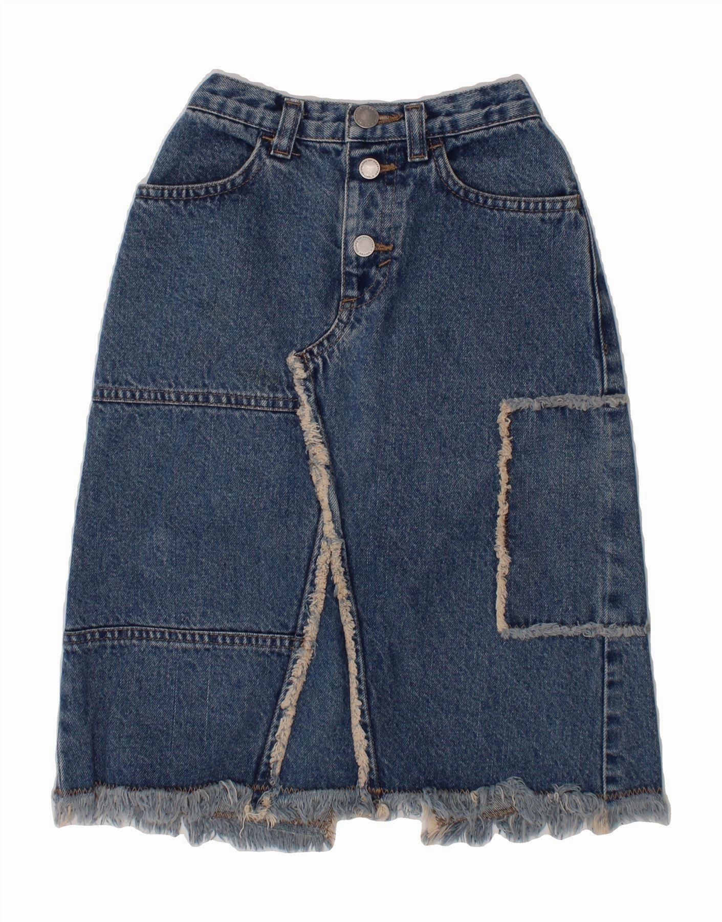 BENETTON Girls Denim Skirt 3-4 Years W18 Blue Cotton Airy Touch Fall Silhouette