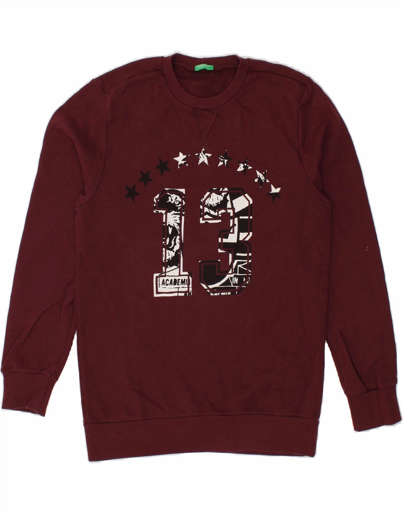 Vibrant Form BENETTON Girls Graphic Sweatshirt Jumper Dress 11-12 Years 2XL Maroon
