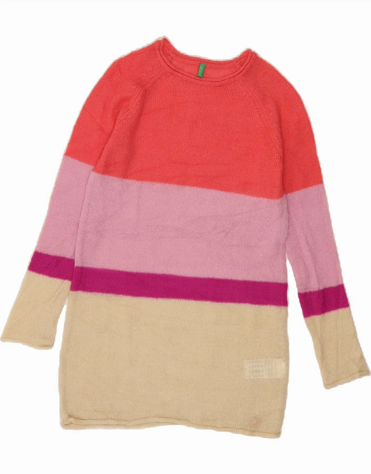 petite size Natural Feel BENETTON Girls Jumper Dress 10-11 Years XL Multicoloured Colourblock