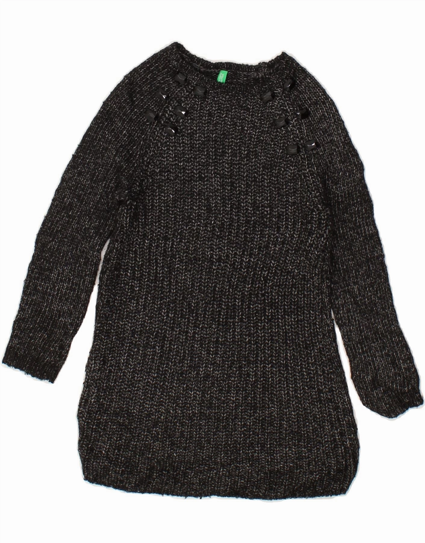BENETTON Girls Jumper Dress 11-12 Years Grey Elegant Finish