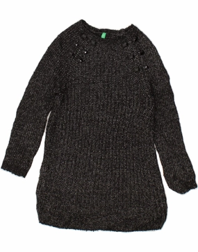 BENETTON Girls Jumper Dress 11-12 Years Grey Elegant Finish