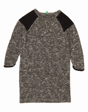 Evening Tone BENETTON Girls Long Sleeve Jumper Dress 11-12 Years 2XL Green Colourblock