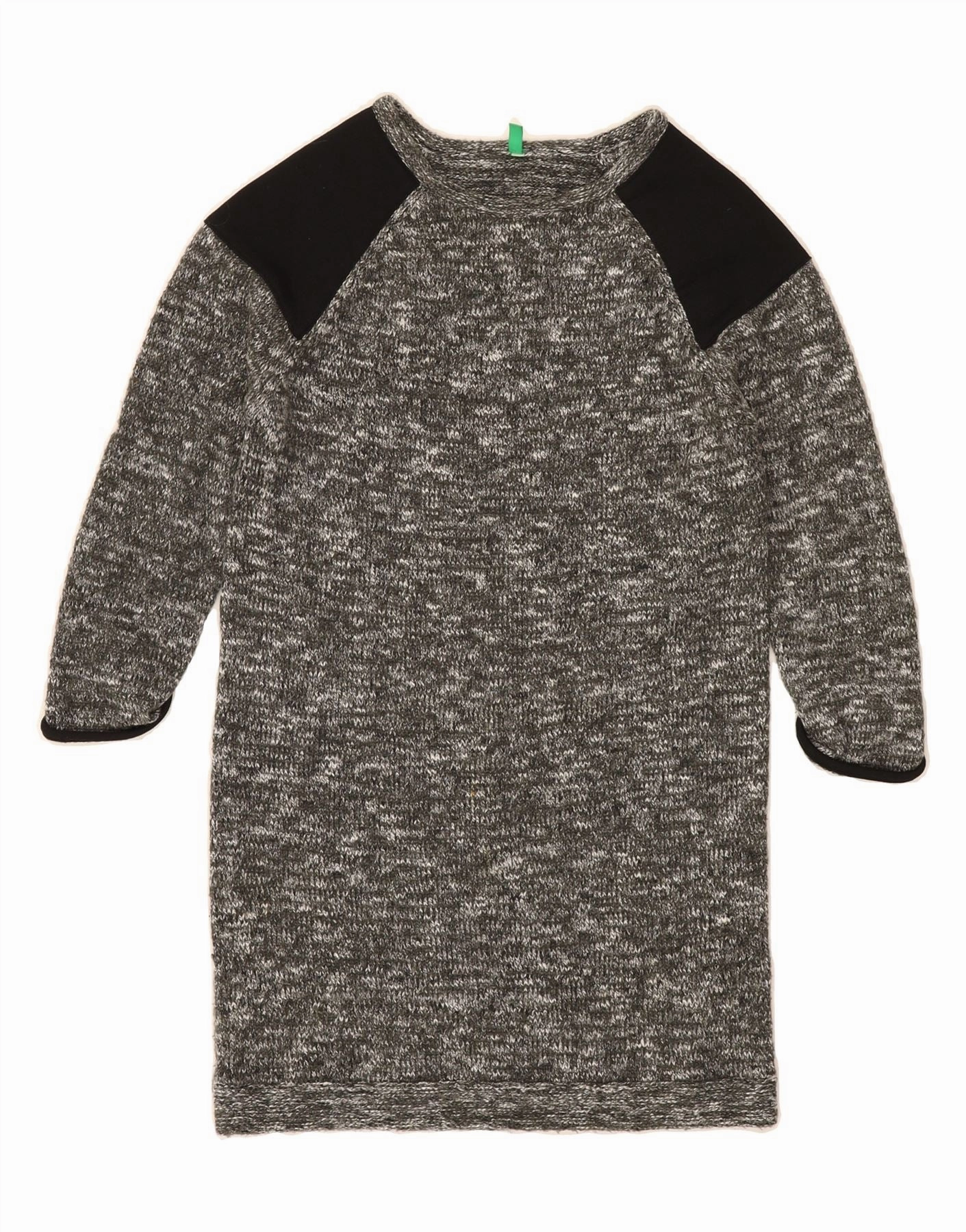 Evening Tone BENETTON Girls Long Sleeve Jumper Dress 11-12 Years 2XL Green Colourblock