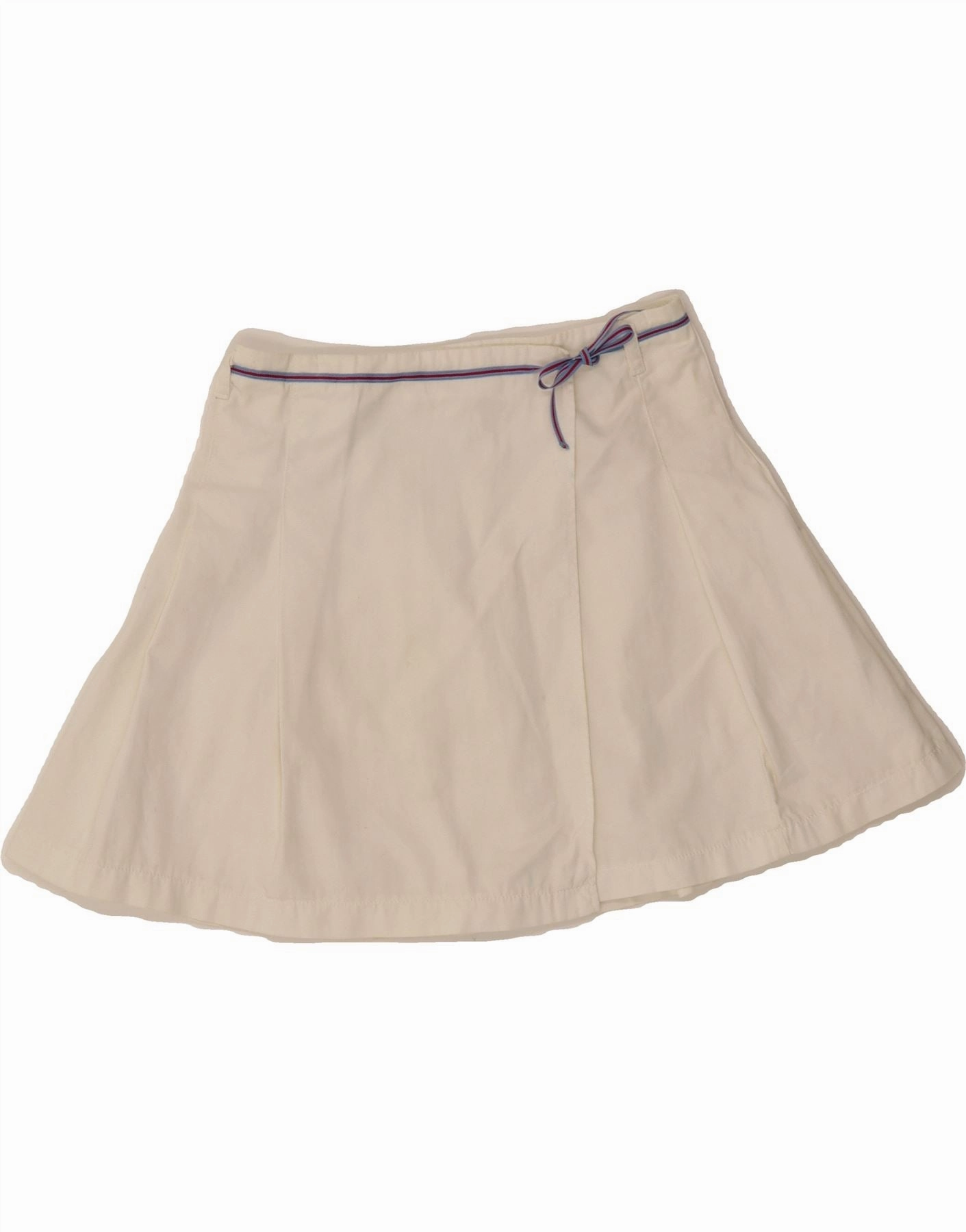 BENETTON Girls Mini Graphic Wrap Skirt 9-10 Years W24  White Cotton Autumn Look