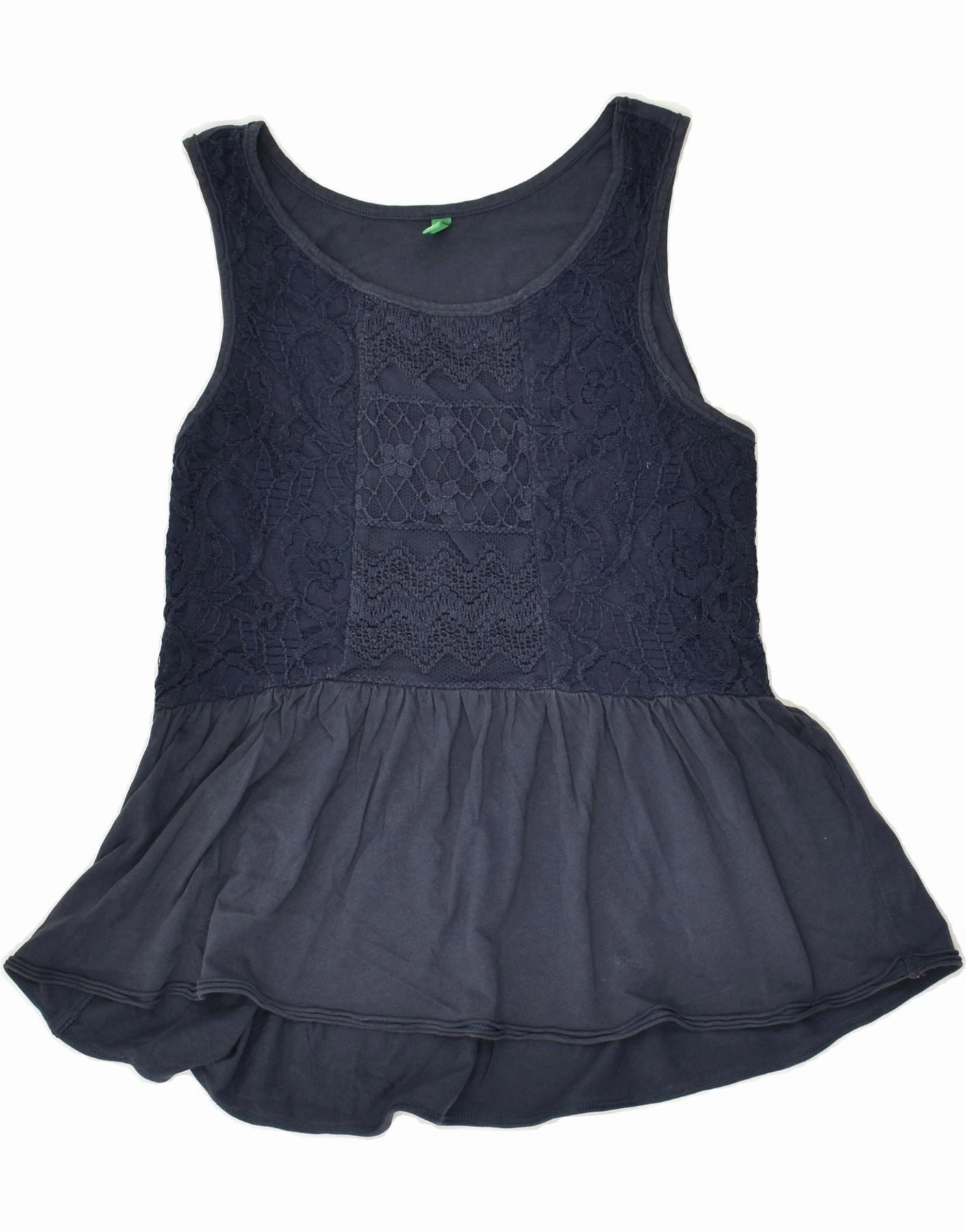 BENETTON Girls Sleeveless Basic Dress 11-12 Years Navy Blue Grace Color Winter Proof