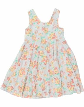 Breathable fabric BENETTON Girls Sleeveless Sundress 8-9 Years Blue Floral Cotton