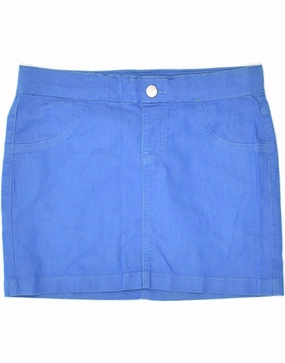 Satin Glow Night Style BENETTON Girls Straight Skirt 10-11 Years XL W28  Blue Cotton