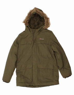 Layer Flex BERGHAUS Boys Hooded Padded Jacket 12-13 Years Khaki Polyamide