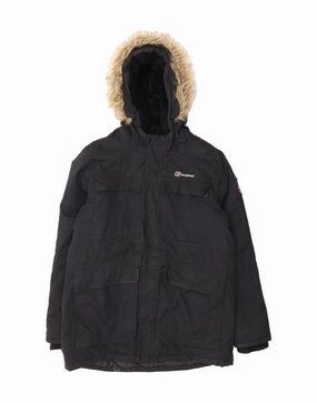 BERGHAUS Boys Hooded Parka Jacket 14-15 Years Black Polyester Fitted Wear