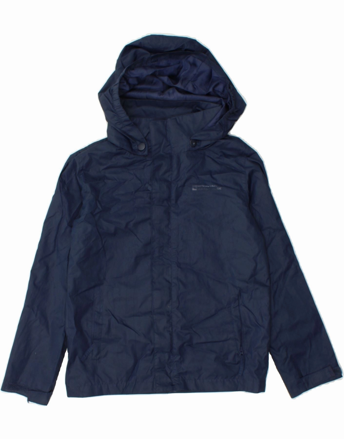 MOUNTAIN WAREHOUSE Boys Hooded Windbreaker Jacket 7-8 Years Navy Blue Evolve Commuter Style