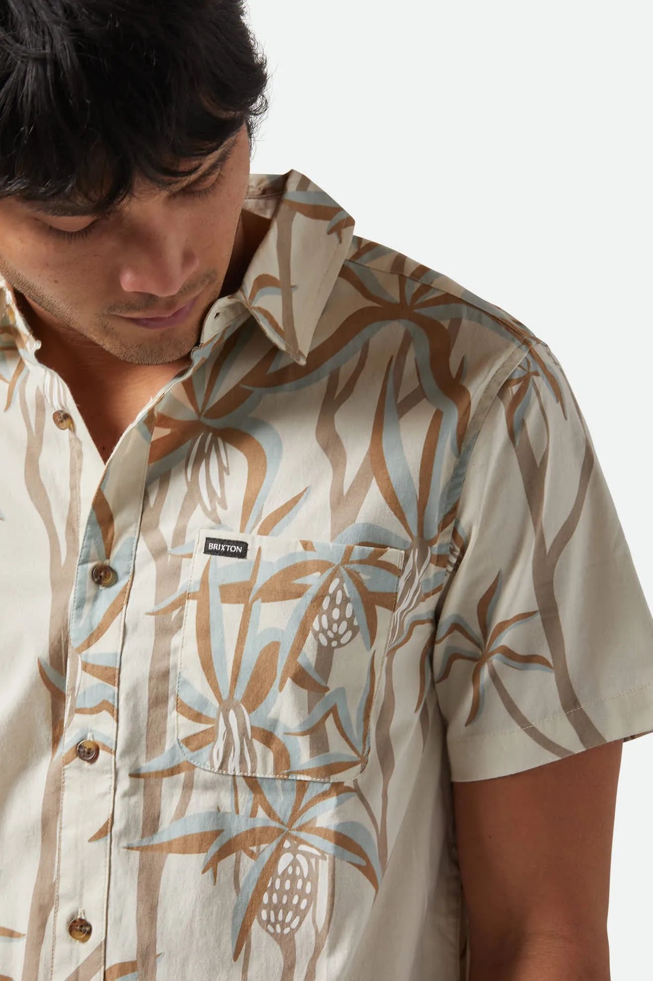 Charter Print S/S Shirt - Whitecap Scenic Trip Breathable Underarm Vents Easy Care Material