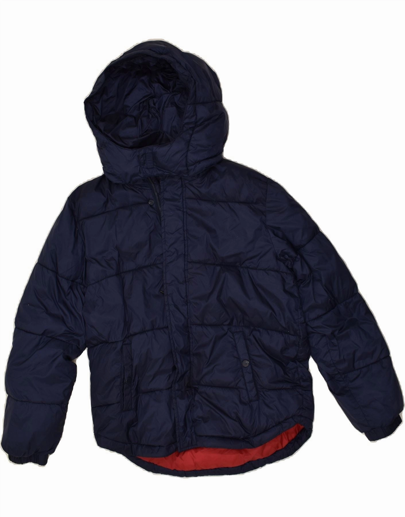 BEST COMPANY Boys Hooded Padded Jacket 13-14 Years Navy Blue Polyester Hiking Gear Fast Zip