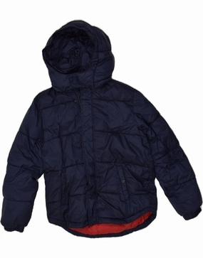 BEST COMPANY Boys Hooded Padded Jacket 13-14 Years Navy Blue Polyester Hiking Gear Fast Zip