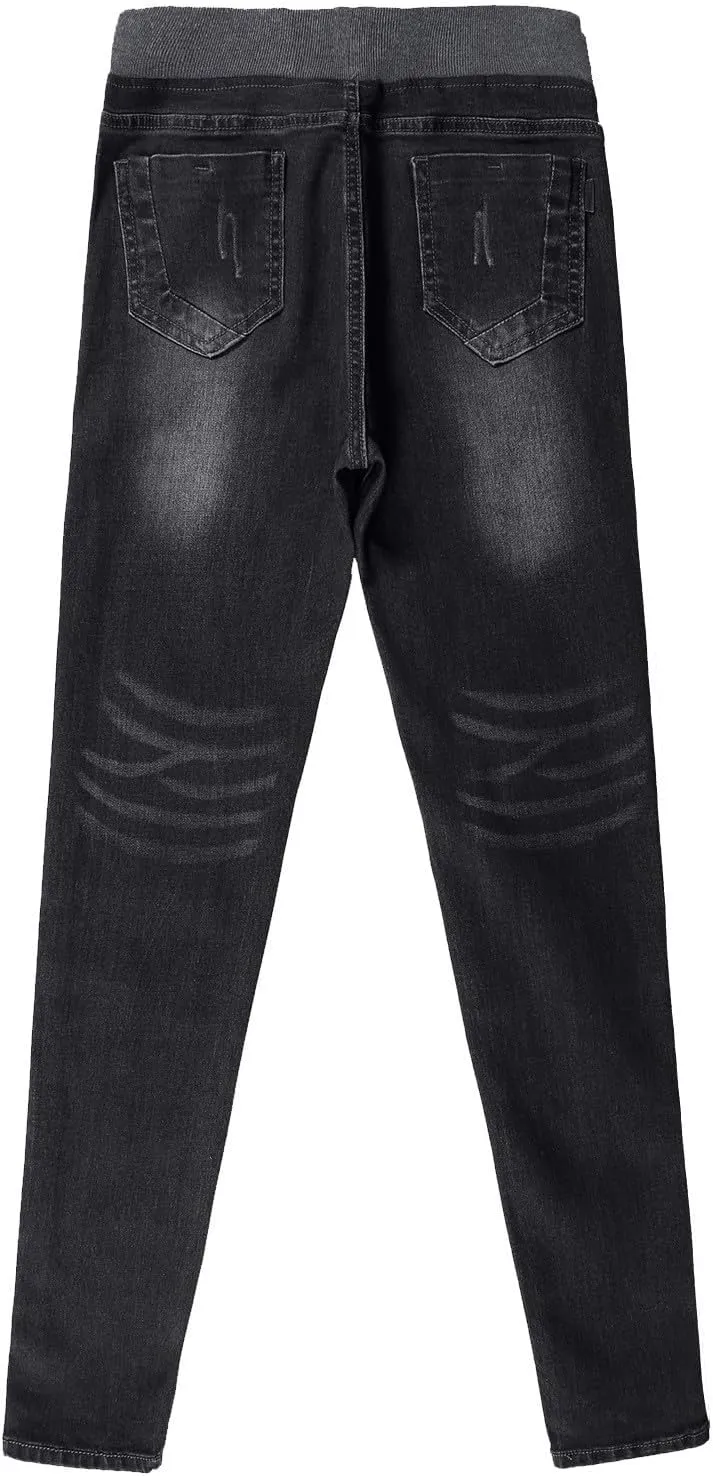 Bidobibo Skinny Jeans for Women Stretchy Tummy Control Elastic Waist Jeans Women's Totally Shaping Pull-On Bootcut Jeans