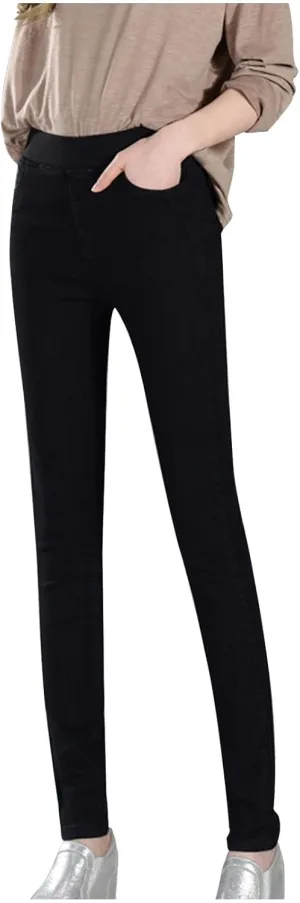 Bidobibo Skinny Jeans for Women Stretchy Tummy Control Elastic Waist Jeans Women's Totally Shaping Pull-On Bootcut Jeans