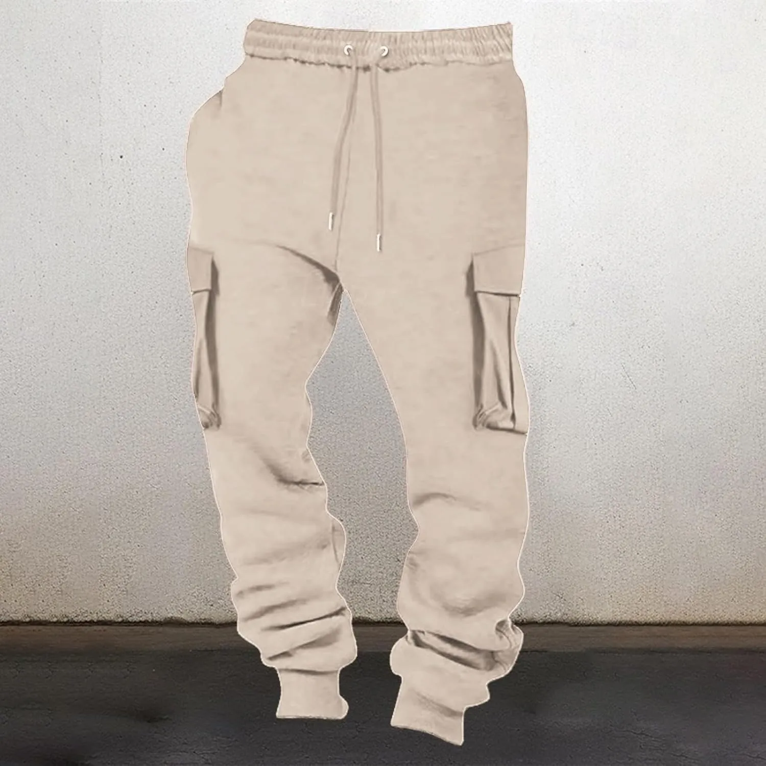 BIFUTON Cargo Joggers Men,Baggy Sweatpants Men Cotton Elastic Waist Drawstring Running Pants Warm Workout Pants with Pockets