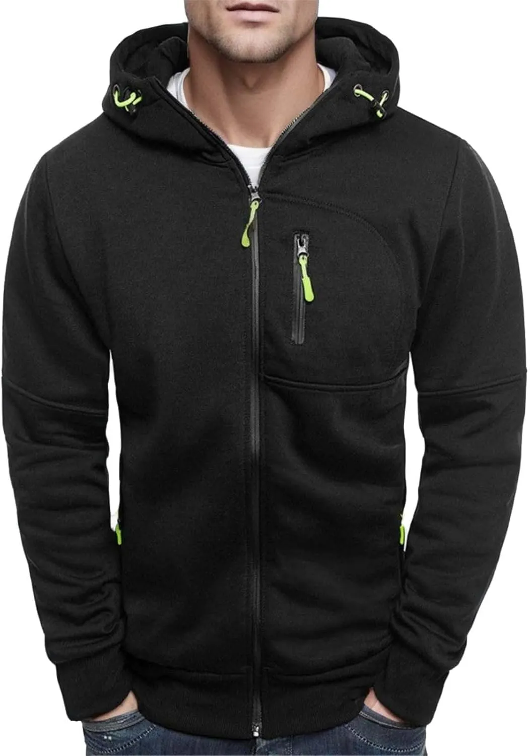 BIFUTON Hoodies for Men Zip Up, Mens Slim Fit Comfortable Casual Jogging Hoodie with Pockets Long Sleeve Full-Zip Sweatshirts