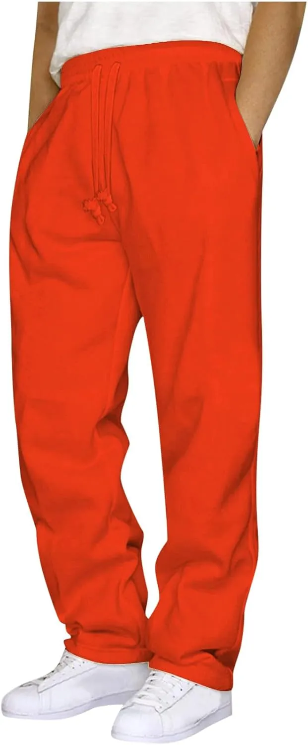 Big and Tall Sweatpants for Men Baggy Cargo Pants Straight Leg Elastic Waist Joggers Pants Casual Drawstring Trousers