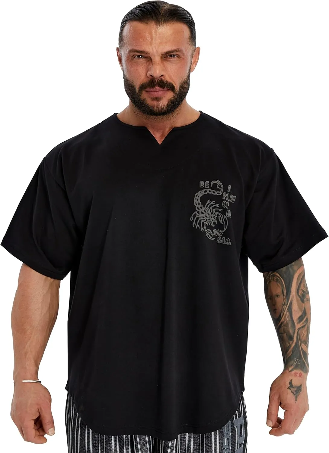 BIG SAM SPORTSWEAR COMPANY Men's Oversize T-Shirt Organic Cotton Breathable Workout, Lifting T-Shirt