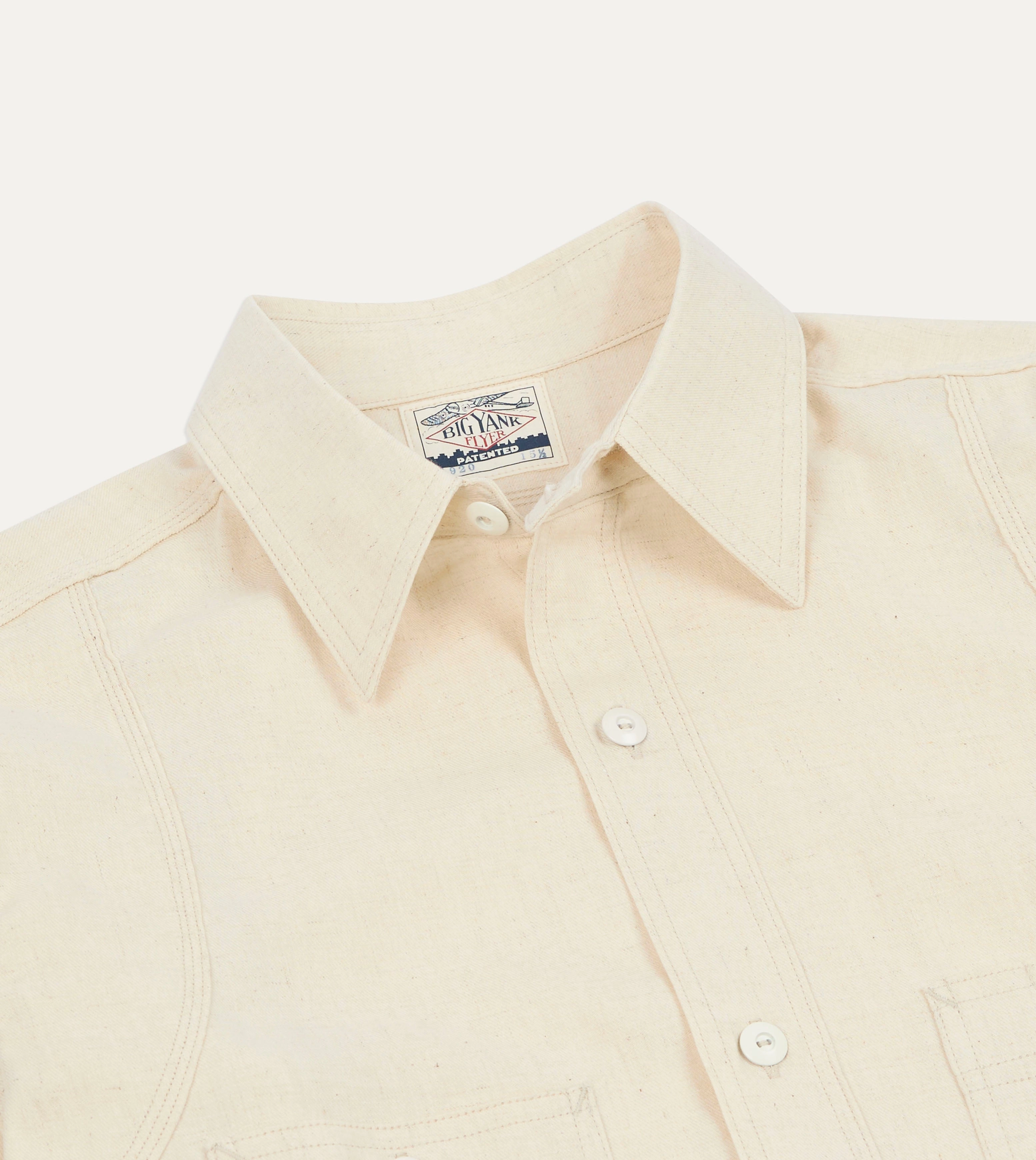 Odor control Summer Camp Big Yank '1920' Ecru Cotton-Linen Twill Flyer Shirt