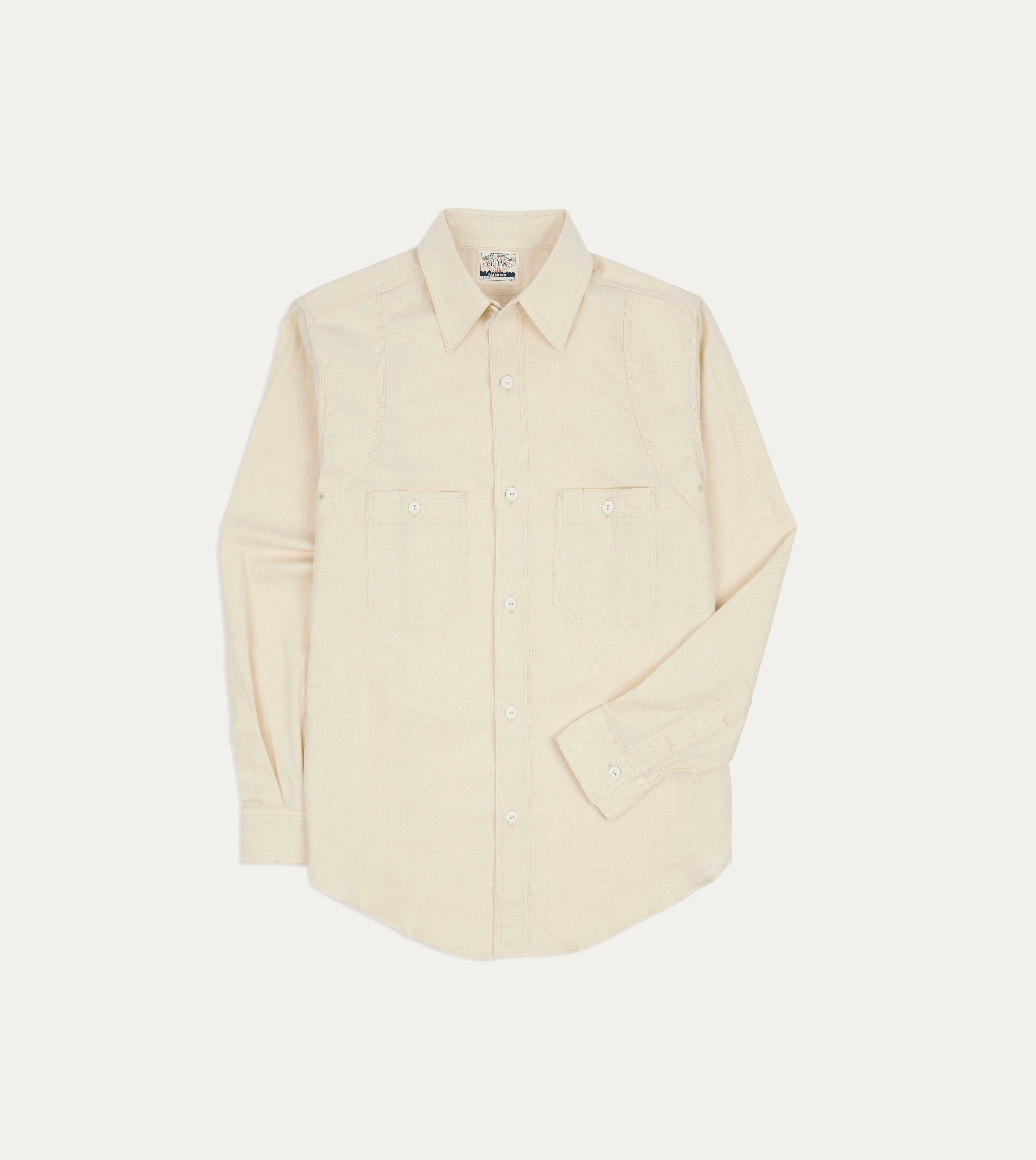 Big Yank '1920' Ecru Cotton-Linen Twill Flyer Shirt All Purpose Weave Design Stretch Material