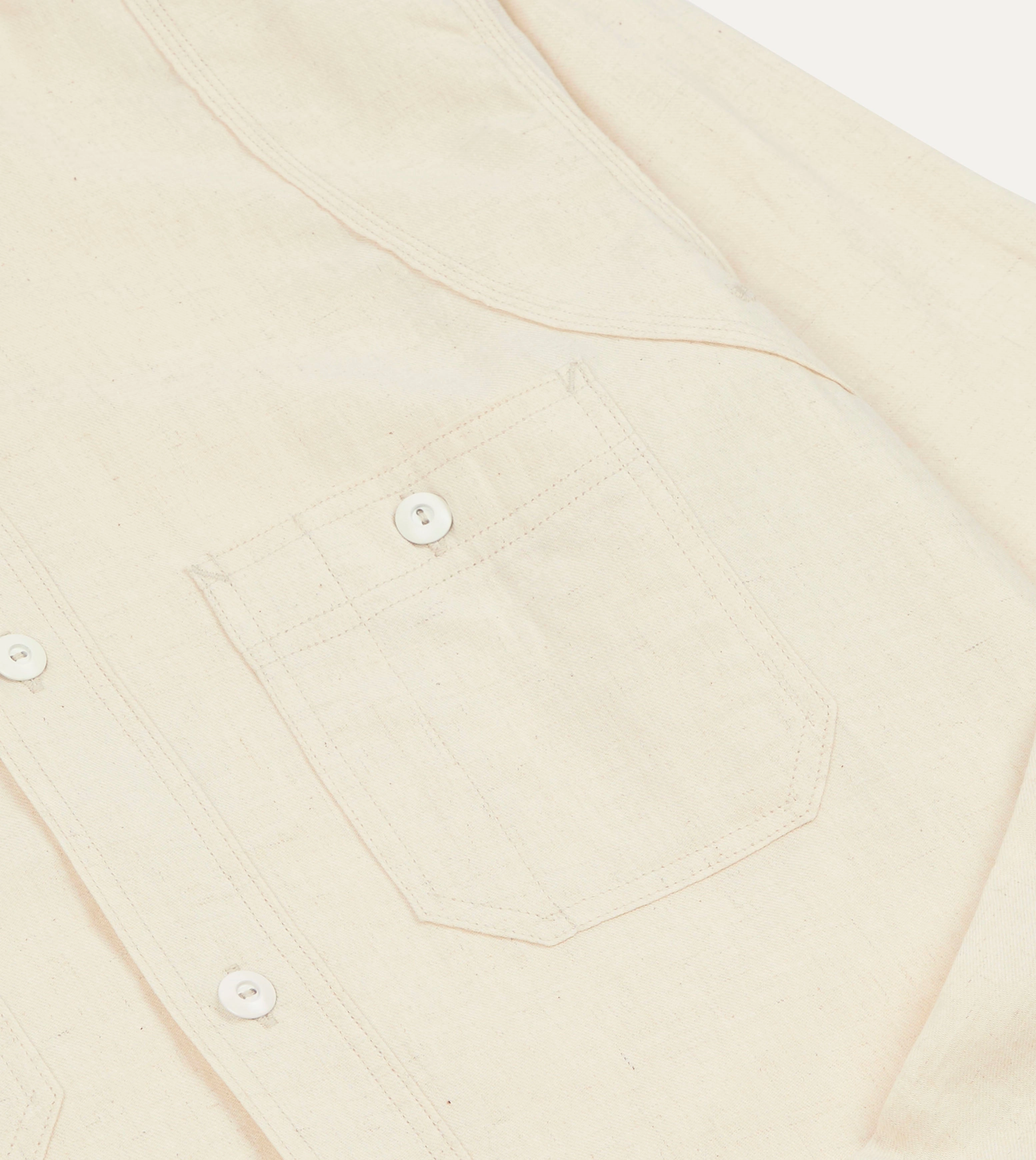 Big Yank '1920' Ecru Cotton-Linen Twill Flyer Shirt Anti Static Fabric