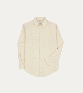 Big Yank '1920' Ecru Cotton-Linen Twill Flyer Shirt All Purpose Weave Design Stretch Material