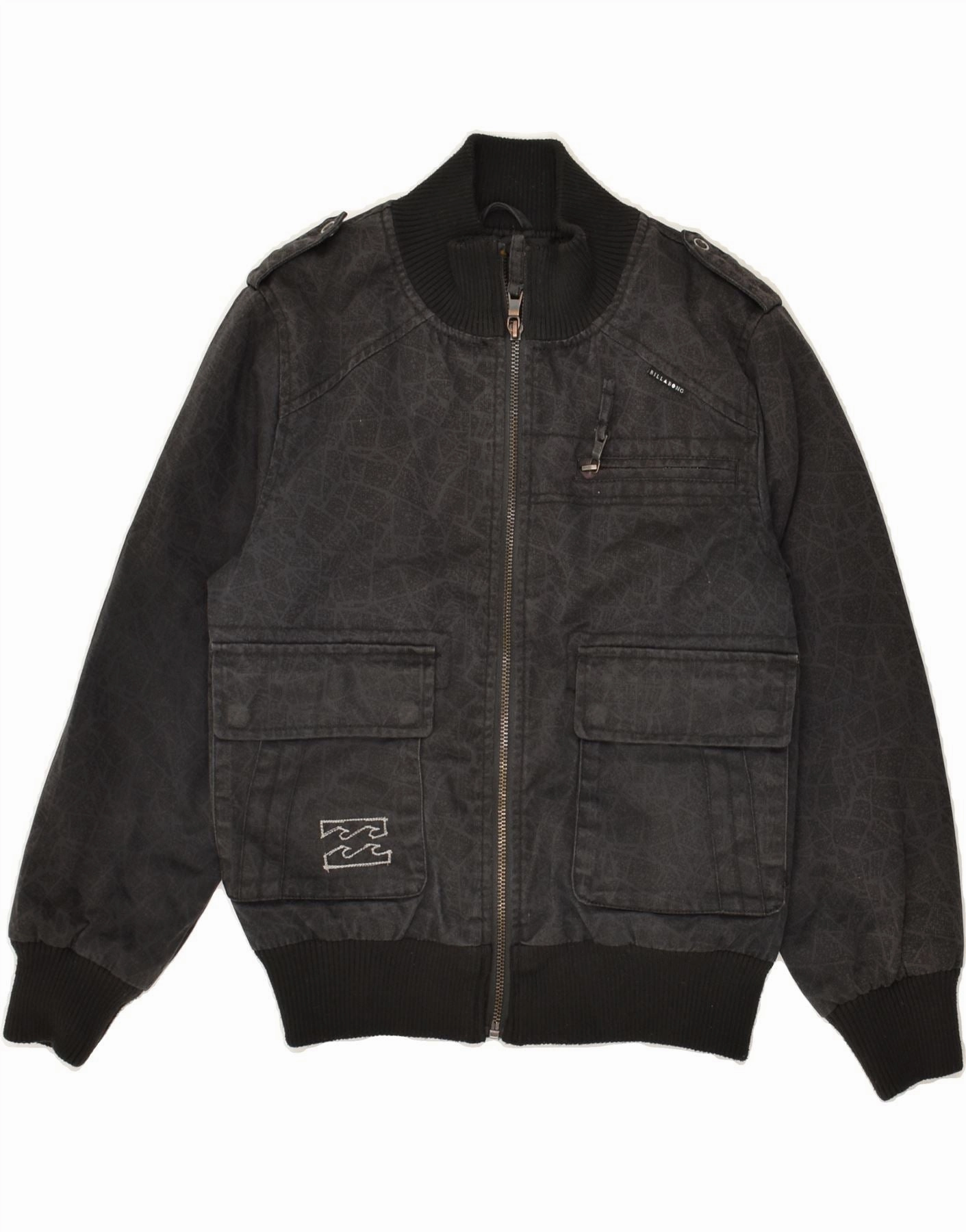 Comfort Fit Silhouette BILLABONG Boys Bomber Jacket 9-10 Years Grey Cotton
