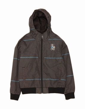 Cozy Design BILLABONG Boys Hooded Bomber Jacket 9-10 Years Black Pinstripe Polyester