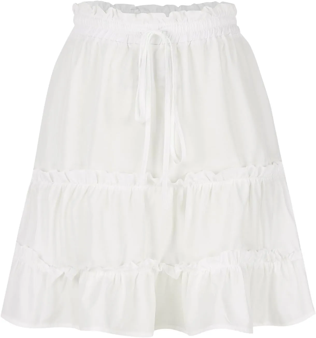 Binmer Women's Summer Boho Floral Print Mini Skirt Elastic High Waist Drawstring Tiered Skirts 2024 Summer Casual Beach Skirt