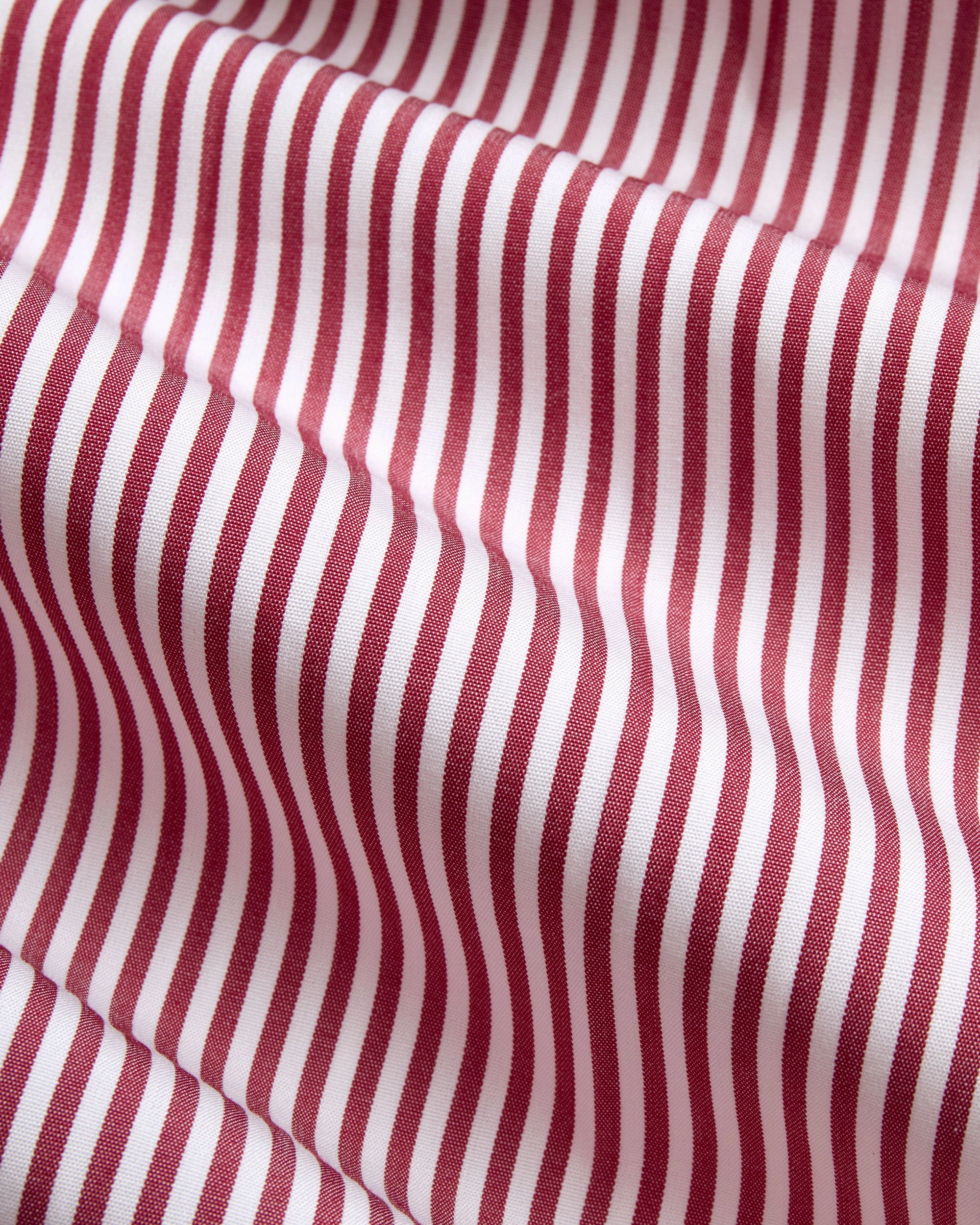Retro Vibe Evening Elegance Made-in-USA Thomas Mason Red Bengal Stripe Spread Collar Dress Shirt - Regular Fit