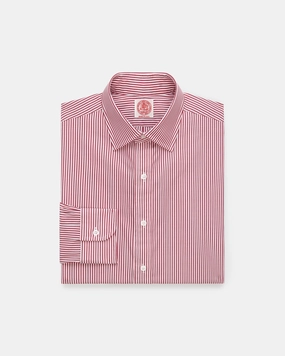 garden party Trendsetting Made-in-USA Thomas Mason Red Bengal Stripe Spread Collar Dress Shirt - Regular Fit