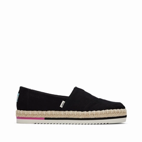 Black Alpargata Platform Rope Espadrille Buckle Fit