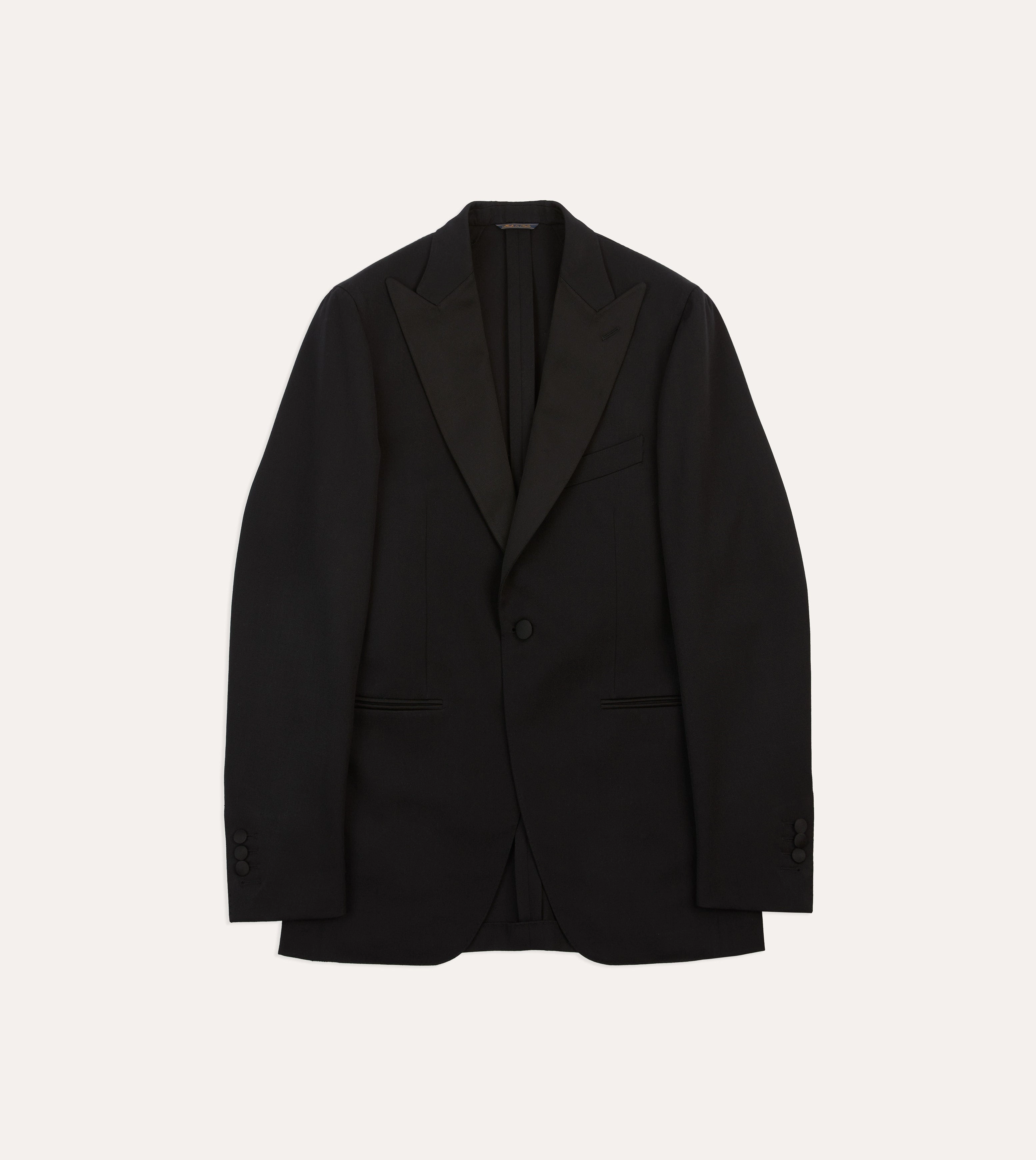 Soft Comfort Layered Wear Black Barathea Wool Dinner Jacket