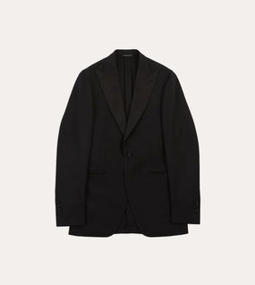 Soft Comfort Layered Wear Black Barathea Wool Dinner Jacket