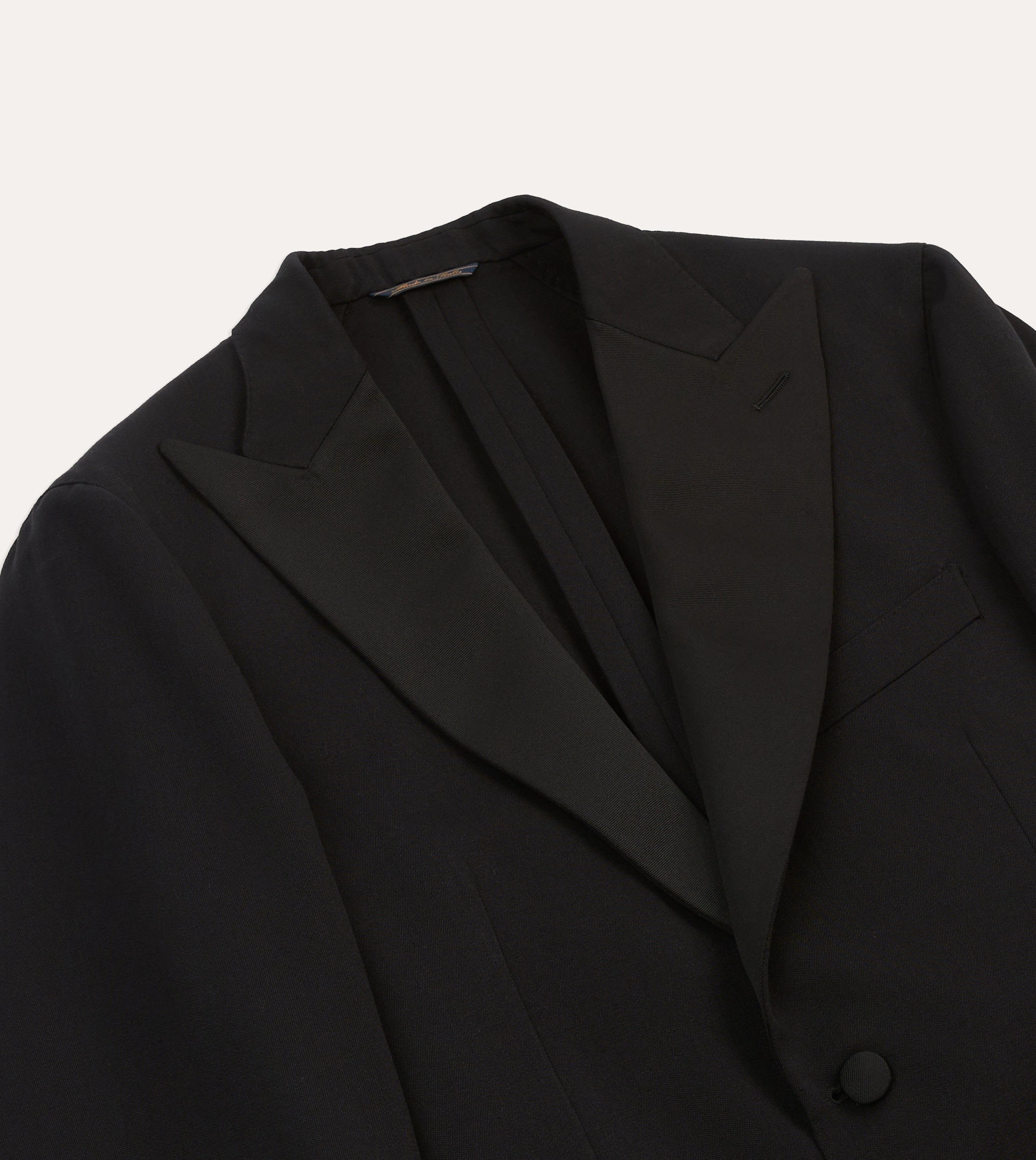 Sophisticated Wear Sharp Office Fit Black Barathea Wool Dinner Jacket