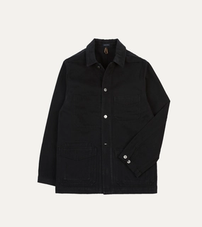 Deal Warm Outer Layer Black Heavy Twill Cotton Five-Pocket Chore Jacket