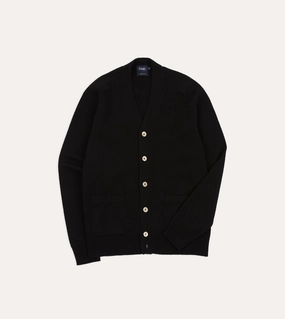 Black Lambswool 6 Button Cardigan Work Outfit