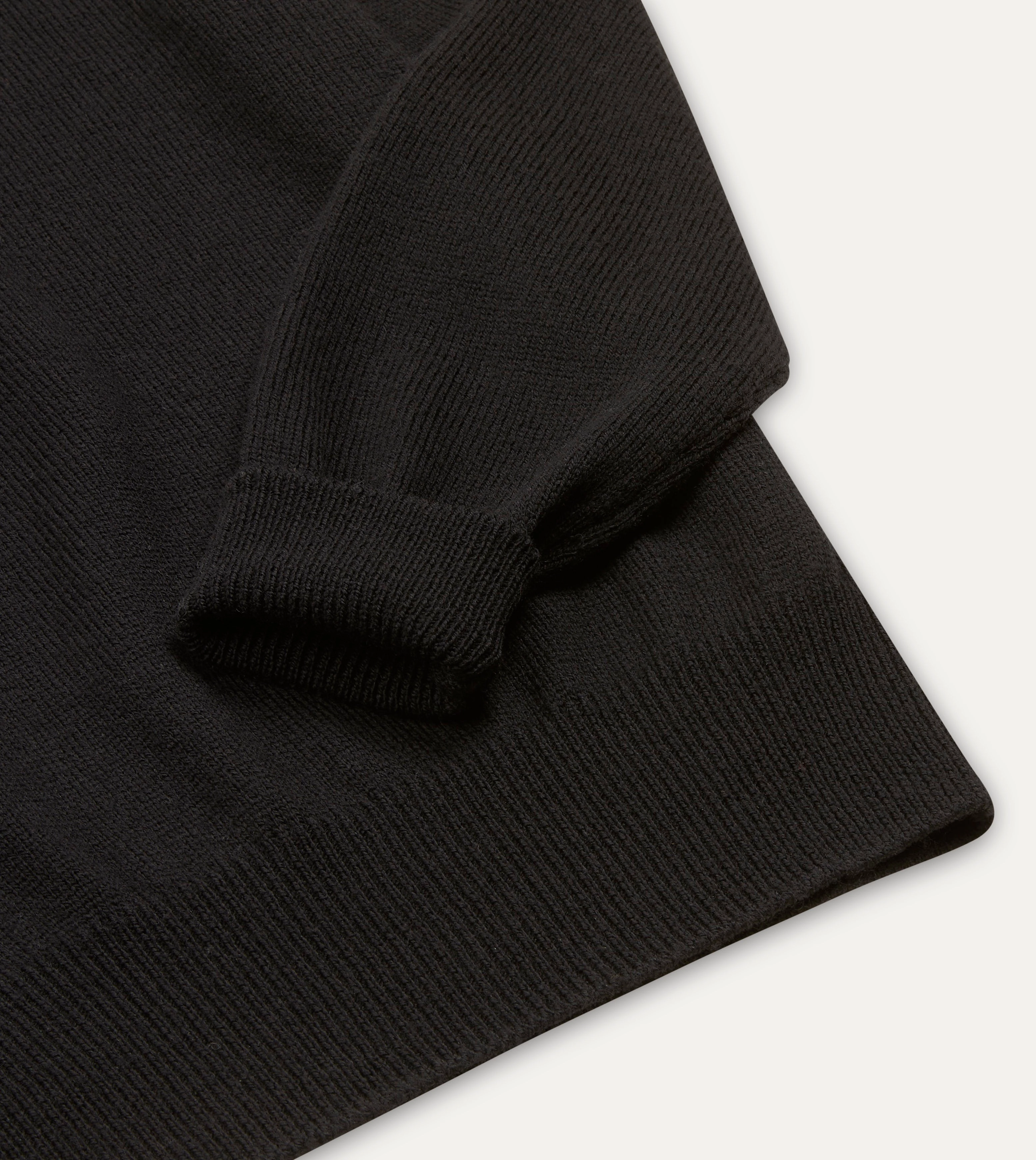 Friction Resistant Black Merino Wool Knitted Polo