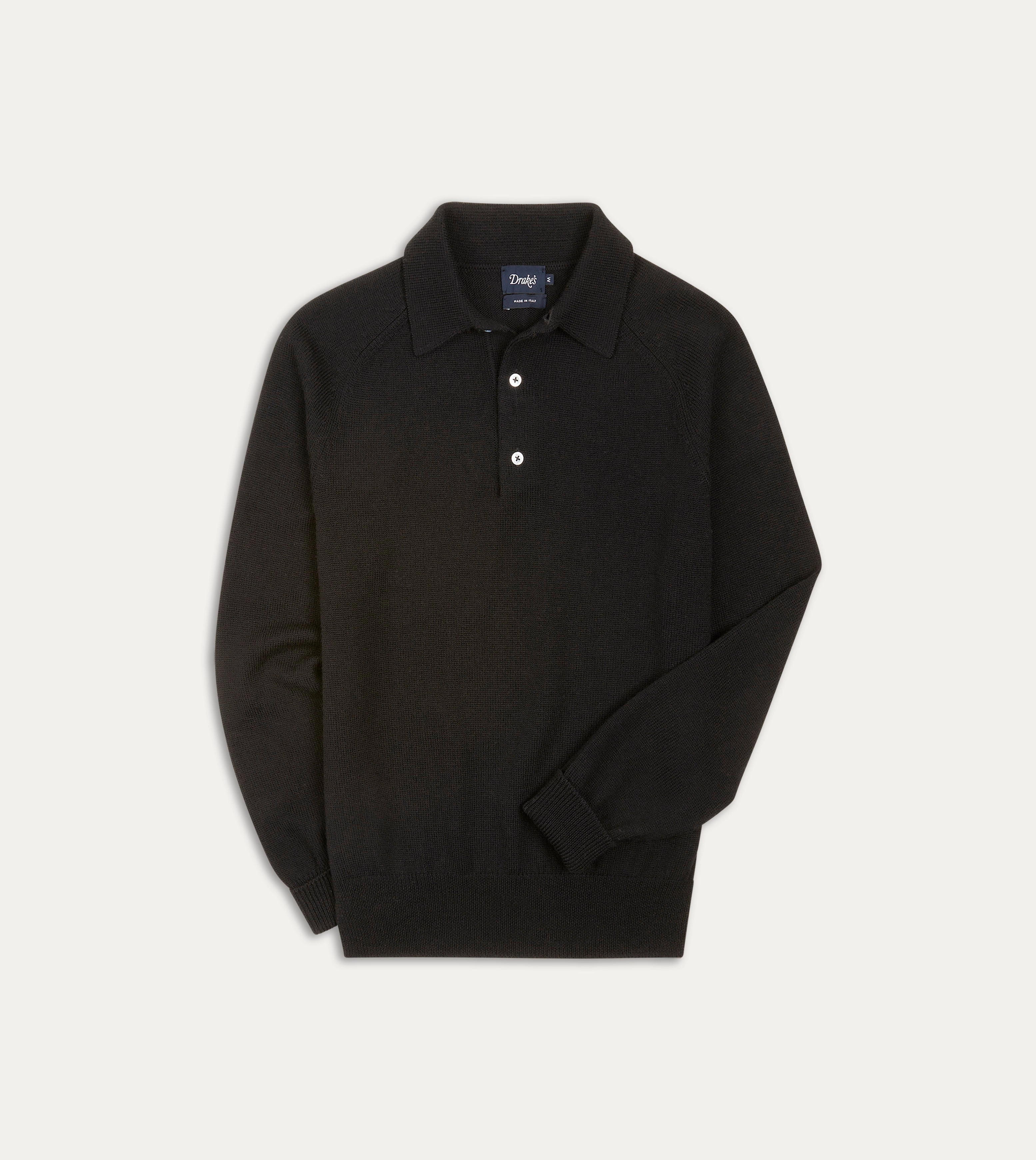 Luxe Layer Versatile Casual Look Black Merino Wool Knitted Polo