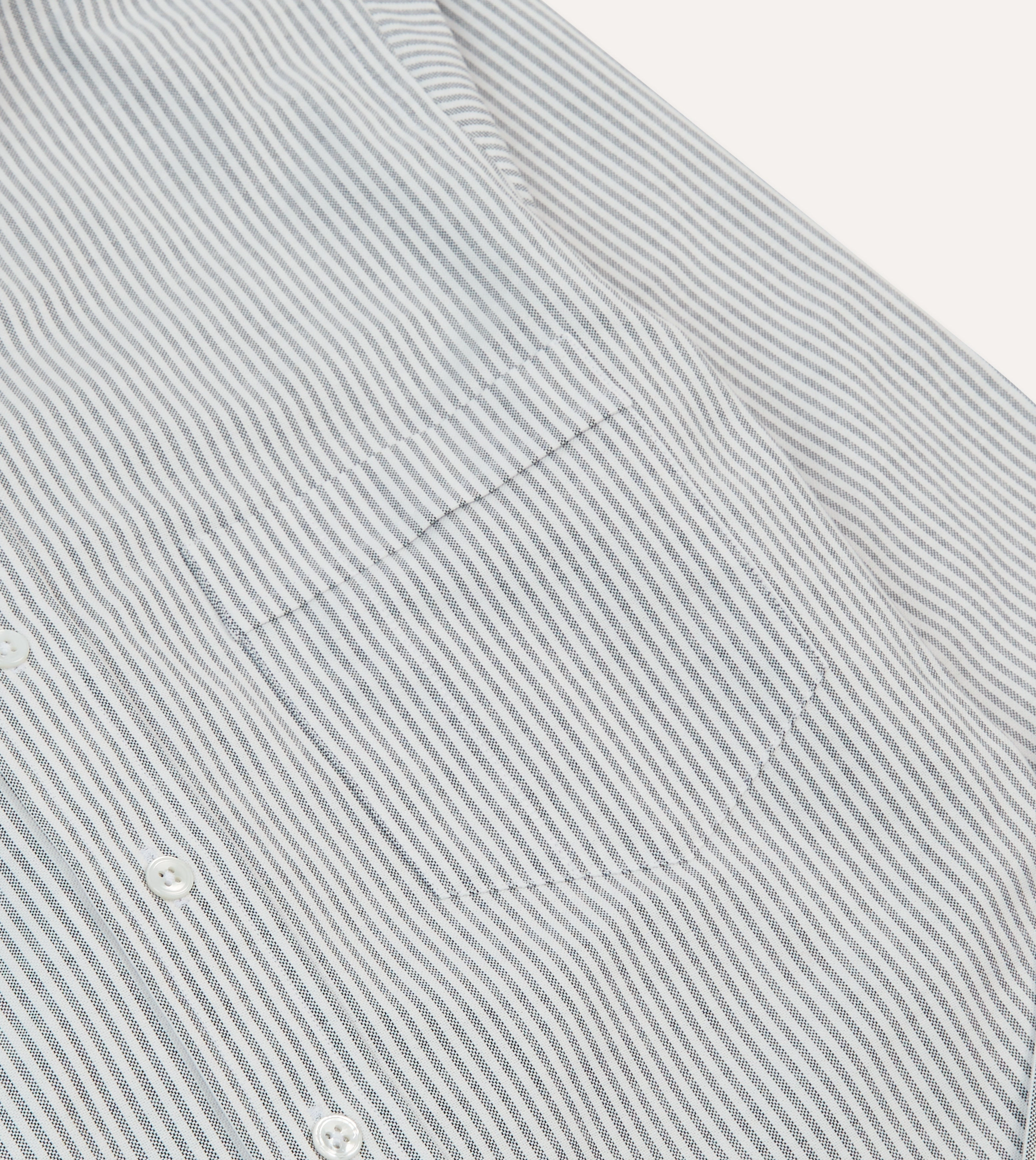 Black Ticking Stripe Cotton Oxford Cloth Button-Down Shirt Multipocket Style Statement Maker