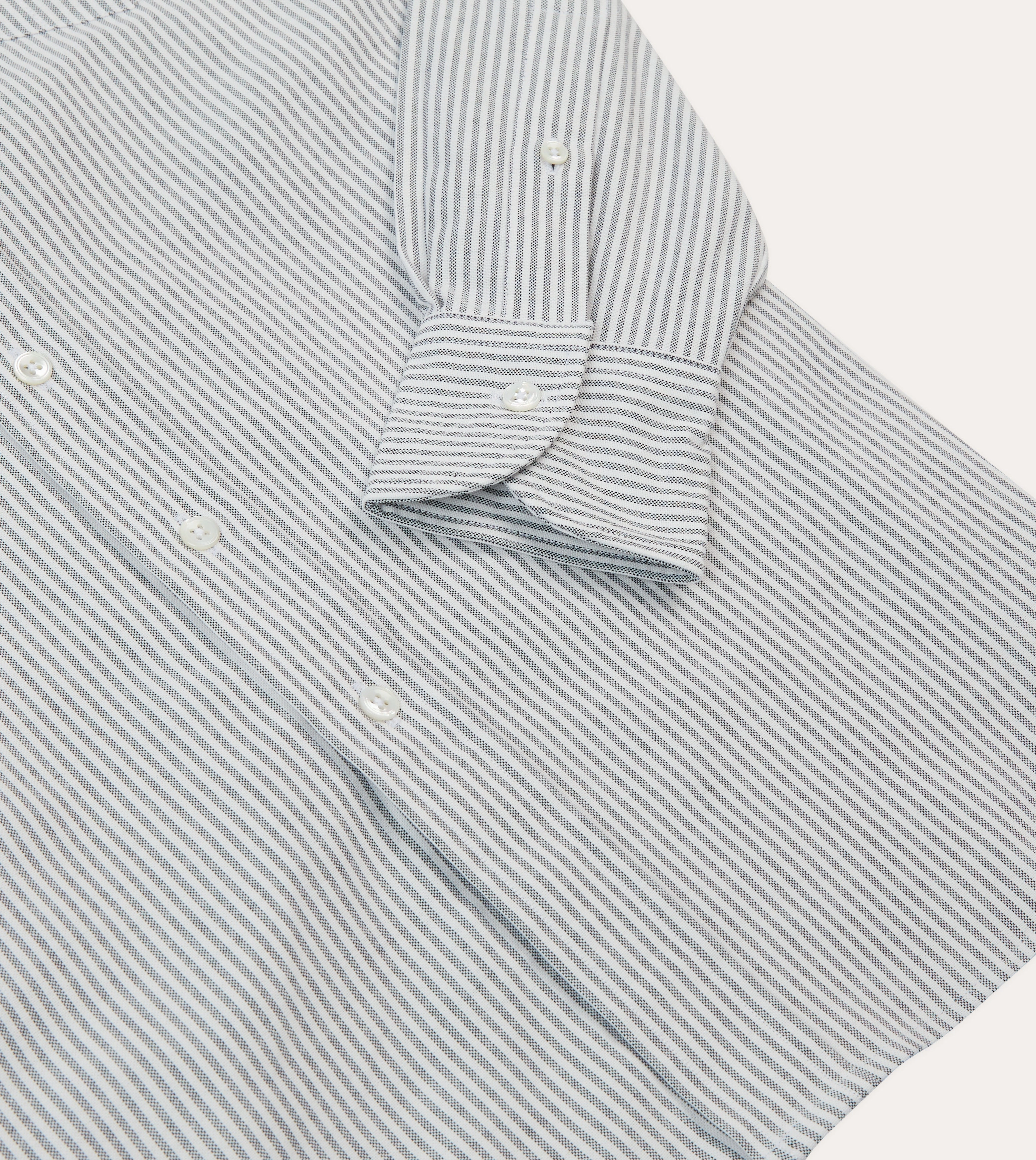 Holiday Style Black Ticking Stripe Cotton Oxford Cloth Button-Down Shirt