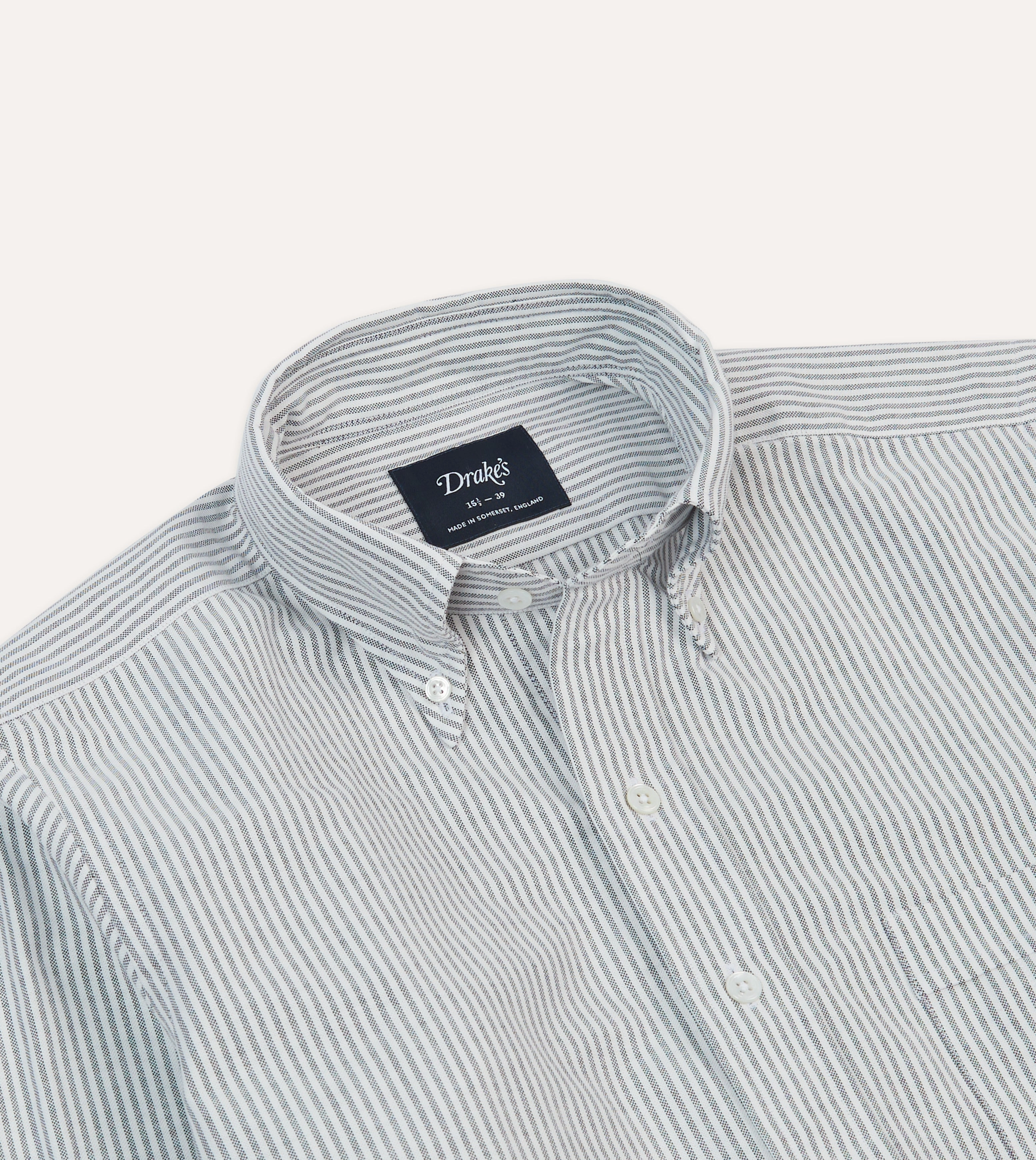 Polka Dot Contemporary Look Black Ticking Stripe Cotton Oxford Cloth Button-Down Shirt