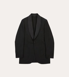 Elegant Workwear Work Style Fit Black Wool Shawl Collar Tuxedo Blazer