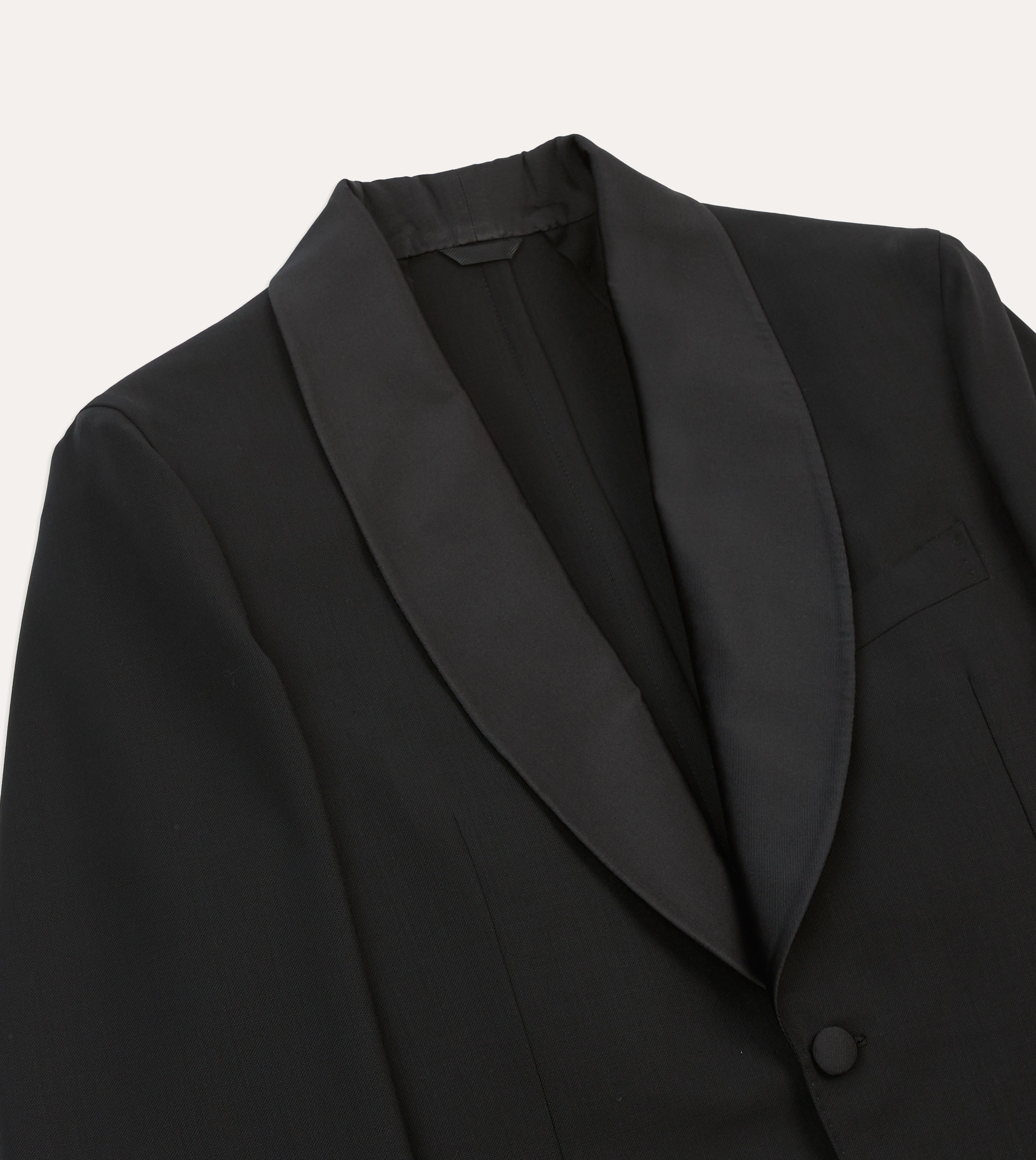 Black Wool Shawl Collar Tuxedo Blazer Fit For Business
