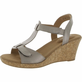 BLANCA T STRAP Womens Faux Leather Open Toe Wedge Sandals On Trend Cold Guard