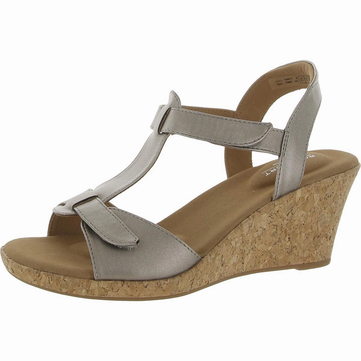 BLANCA T STRAP Womens Faux Leather Open Toe Wedge Sandals On Trend Cold Guard