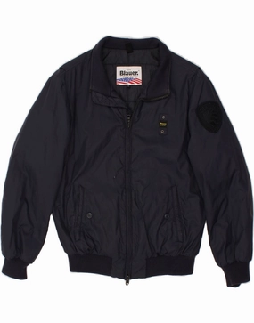 BLAUER Boys Bomber Jacket 11-12 Years Navy Blue Polyester Softshell Fabric